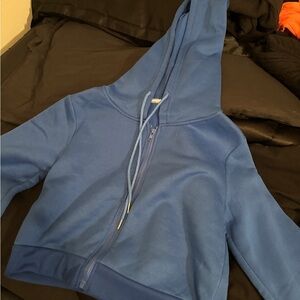 Blue crop top Hoodie with Zipper